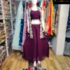 CROP TOP PLAZO SET WITH EMBROIDERED SHRUG